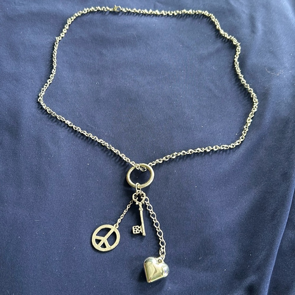 18” silver necklace with charms